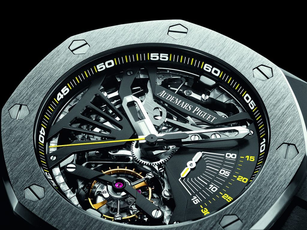 The Supersonnerie incorporates, in addition to an advanced minute repeater, a 30-minute chronograph and tourbillon regulator.